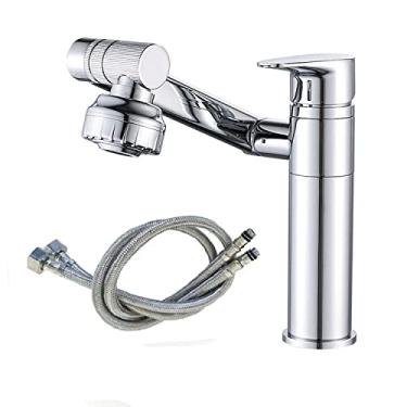 Imagem de Torneira de pia de banheiro giratória, montagem de convés, torneira de água à prova de respingos, torneira de chuveiro, torneira de encanamento para acessórios de banheiro, mangueira de prata s, china