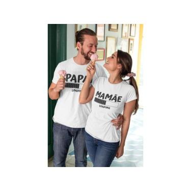Imagem de Kit Camisetas Papai E Mamãe Loading Carregando Pais Branca - Del Franc