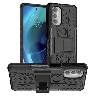 Imagem de YUNCHAO Caixa de telefone Para Motorola Moto G51 5G Textura TPU + Caixa de telefone PC com suporte capa para celular
