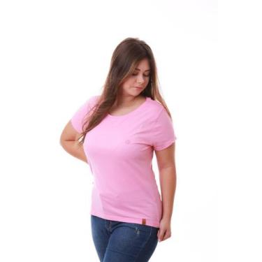 Imagem de Camiseta Feminina Rosa Claro Estampa Logomarca Lateral - Rico Sublime