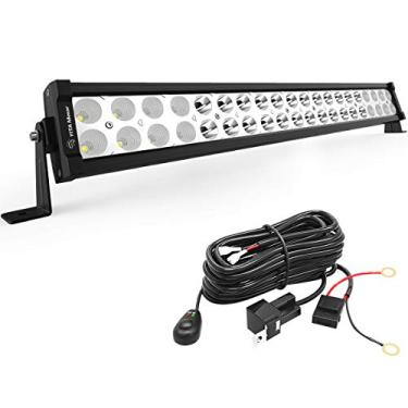Imagem de YITAMOTOR Barra de luz de 50 cm Offroad Spot Flood Combo Led Bar à prova d'água duas fileiras LED luz de trabalho com cablagem compatível com caminhão, 4X4, ATV, barco, jipe, barra de luz LED 120W branca