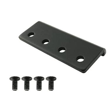Imagem de HJGarden Placa de conector de trilho de porta de celeiro, adaptador de trilho de ferragem de porta de celeiro deslizante conector de trilho plano, preto