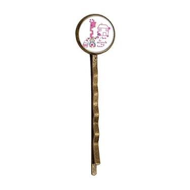 Imagem de Decore casa girafa rosa desenho animado animal retrô metal cabelo grampo headwear