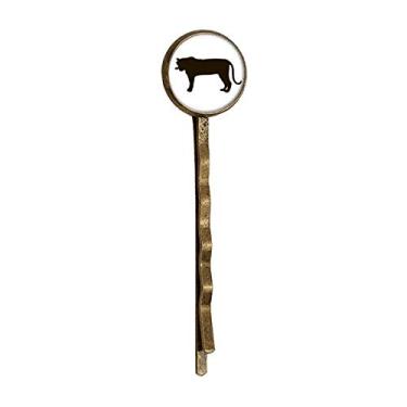 Imagem de Chapéu de cabelo preto tigre animal retratado retrô metal