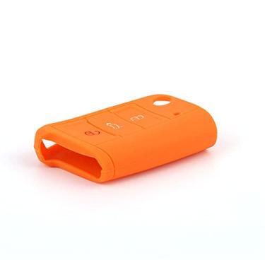 Imagem de YJADHU Capa protetora de silicone para chave de carro flip controle remoto capa para chave de carro, apto para VW Golf 7 MK7 New Polo Skoda Octavia A7 Jetta 4 Tiguan, laranja