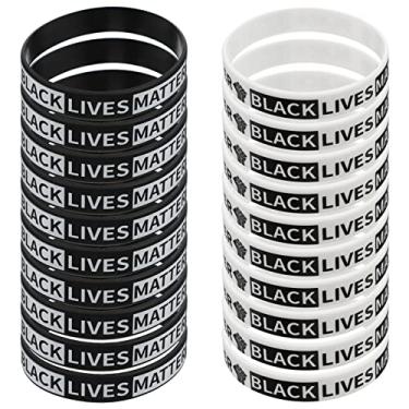 Imagem de BESTOYARD Pulseiras de borracha de silicone para Black Lives Matter BLM antirracismo BLM com suporte para conscientização da pulseira