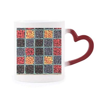 Imagem de Caneca de frutas frescas com foto natural sensível ao calor, caneca de grés que muda de cor vermelha