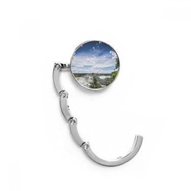 Imagem de Gancho de mesa com fecho decorativo em formato de cachoeira verde floresta, ciência, natureza, paisagem, gancho dobrável