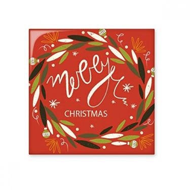 Imagem de Decalque brilhante de azulejo de cerâmica com ilustração de folha de guirlanda colorida de Natal