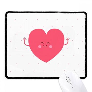 Imagem de Mousepad de borracha para jogos de dia dos namorados rosa fofo sorriso coração borda costurada