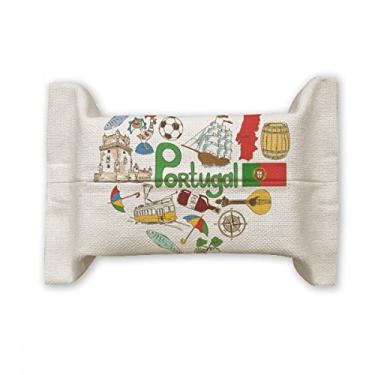 Imagem de Bolsa de linho de algodão com bandeira nacional de Portugal Love Heart Landscap