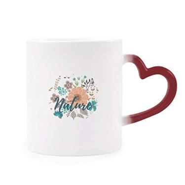 Imagem de Caneca de flor de sol com tinta de planta sensível ao calor Caneca de grés que muda de cor vermelha