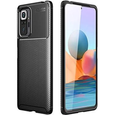 Imagem de Capa Capinha Anti Impacto Para Xiaomi Redmi Note 10 com Tela de 6.43" polegadas - Case Com Desenho Fibra De Carbono Shock Queda - Danet (Preta)