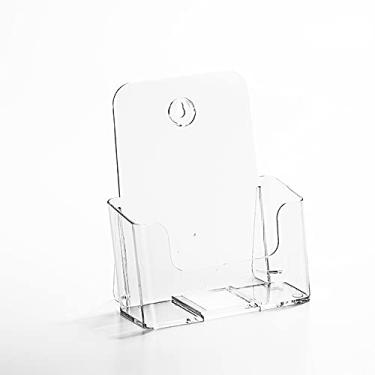 Imagem de Acrílico Store Porta Folheto A5 Vertical Transparente (15x21cm) Moderno Suporte para Documentos, Folhetos, Revistas em Ambientes de Escritório, Escolares e Casa