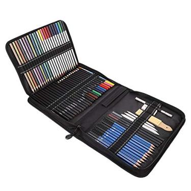 Imagem de Lápis de esboço, 72 peças para desenho, lápis coloridos, artístico, carvão, conjunto de borracha com bolsa de transporte – Produtos que vale a pena comprar