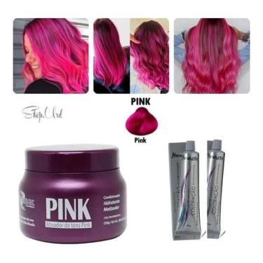 Imagem de Kit Pintar Cabelo Pink Mairibel 1 Mascara Matizador 250G + 2 Tinta Col