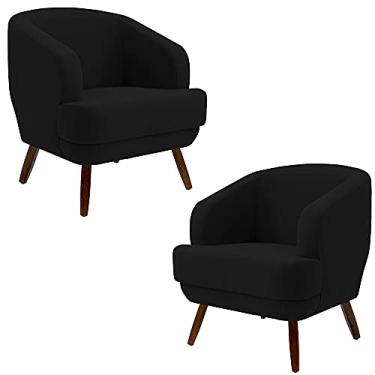 Imagem de Kit 2 Poltronas Decorativas Jericó Pés de Madeira Veludo Preto - Gran Belo