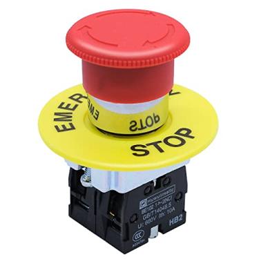 Imagem de mxuteuk Interruptor De Botão De Parada De Emergência De 22 Mm Equipamento Cogumelo Vermelho E Interruptor De Desligamento De Parada Ac 660V 10A Hb2-Bs544 2 Nf