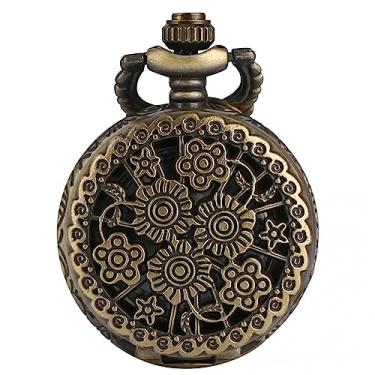 Imagem de ZALTAS Flores Ocas Antigas Design Casual Relógio Relógio de Quartzo Relógio de Bolso Colar Cadeia Relógios Pingente