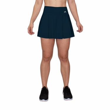Imagem de Short Saia Solid Basic Muvin – Feminino - Boa Respirabilidade – Alta Elasticidade – Sustentação - Corrida – Academia – Fitness – Running - Toque Suave (BR, Alfa, P, Regular, Regular, Azul Marinho)