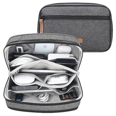 Imagem de Lacdo Bolsa organizadora de cabos de viagem com organizador eletrônico para acessórios eletrônicos, cinza