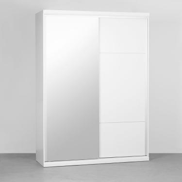 Imagem de Guarda-roupa Frizzo 2 Portas Espelho 1,75m - Branco e Prata Guarda-roupa Frizzo 2 Portas com Espelho 1,75m - Branco e Prata