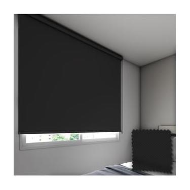 Imagem de CORTINA ROLÔ BLACKOUT TECIDO PINPOINT AMORIM Preta- Persiana Rolo Black-out 100L X 1200A