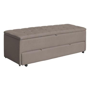 Imagem de Calçadeira Baú Sapateira Casal Queen 160cm Ayla Suede Capitonê - Estopar