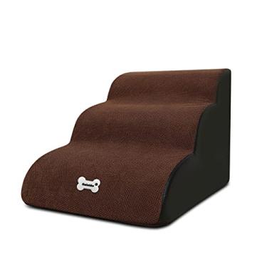 Imagem de BOSERMEN Escadas Para Animais De Estimação, Rampa Removível Para Animais De Estimação Com Capa Lavável e Com Zíper, Passos De Cachorro, 3 Andares De Escadas Para Animais De Estimação(Marrom)