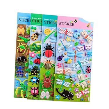 Imagem de WHAMVOX 4 Pcs adesivos de animais adesivos para crianças adesivo de desenho animado infantil Perolizado adesivos de bolha prato combinado inseto filho