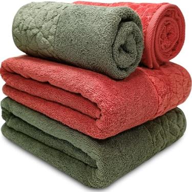 Imagem de Jogo de Banho Gigante Dohler Confort 500 100% Algodão Macia - Toalha Banhão Barra Jacquard Aveludada - 4 Peças
