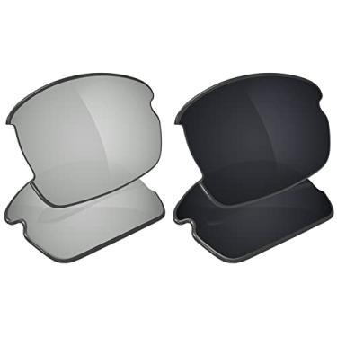 Imagem de Galvanic Lentes de substituição para óculos de sol Oakley Flak 2.0 OO9295 – cromado + preto polarizado – Pacote combo