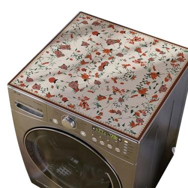 Imagem de Capas para lavadora ou secadora boho, capa superior de couro para máquina de lavar roupa antiderrapante à prova de poeira para casa, cozinha, lavanderia (50 x 60 cm/17,8 x 23,6 polegadas, O)