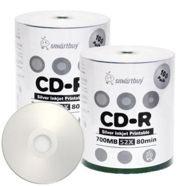 Imagem de Smartbuy 700mb/80min 52x CD-R Silver Inkjet Hub Printable Blank Gravável Media Disc (200-Disc)
