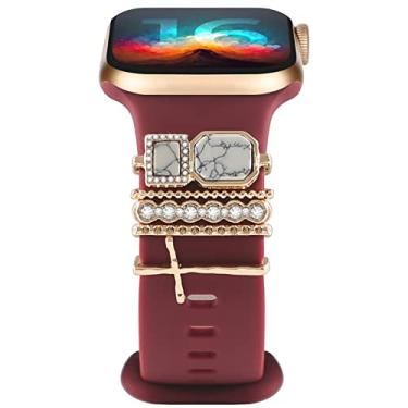 Imagem de Pulseira para Apple Watch 44 mm, 40 mm, 41 mm, 45 mm, 38 mm, 42 mm, feminina, feminina, meninas, enfeite decorativo de metal, joia de diamante, relógio galáxia 5/pro/4 de couro/silicone