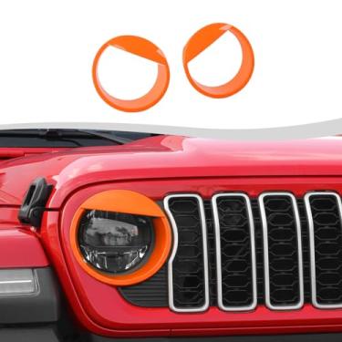 Imagem de SQQP Capa de farol dianteiro, kit de acabamento de molduras estilo Angry Bird compatível com Jeep Wrangler JL JLU e Gladiator JT (Oragne) 2024+