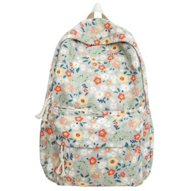 Imagem de Mochila escolar feminina GETBSTOOP de capacidade floral casual multifuncional com vários bolsos de veludo cotelê na moda para adolescentes mochila com alça ajustável mochila de transporte