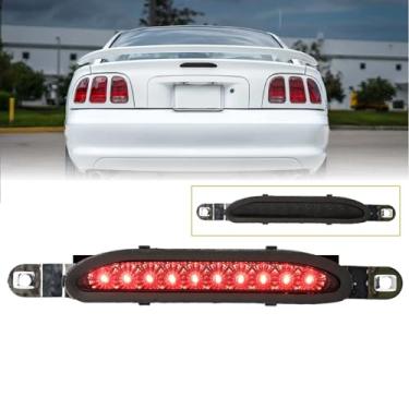 Imagem de USR 94-98 Mustang 3ª luz de freio SMOKE lente LED vermelha terceira luz traseira de freio (1 peça) compatível com Ford Mustang 1994-1998. Todos os modelos incluem V6/GT (Plug and Play, livre de erros)