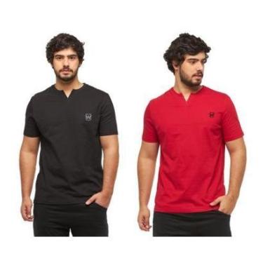 Imagem de Kit com 02 Camisetas Wooks Masculina Gola Portuguesa WC3-Masculino