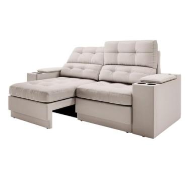 Imagem de Sofá com Usb Retrátil e Reclinável Eureka 1,70m - Areia