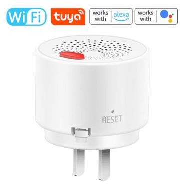 Imagem de SZITW Plug-in de alarme de gás natural WiFi Detector de gás combustível Suporte para controle de APP Gases inflamáveis/metano/propano/butano/GLP/GNL Detecção para trailer doméstico
