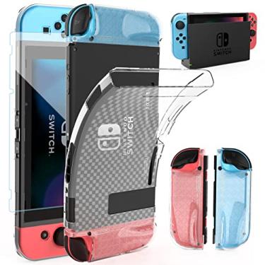 Imagem de HEYSTOP Switch Case and Screen Protector - Dockable Soft TPU Protective Cover for Nintendo Console With 6 Thumb Grips and Accessories
