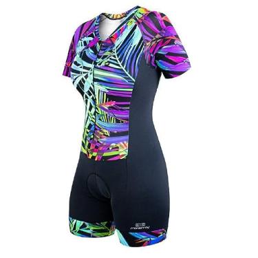 Imagem de Marcio May Sports Macaquinho de Ciclismo Feminino Water Color Leaves