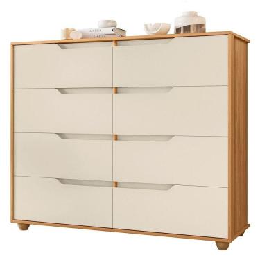 Imagem de Cômoda Para Quarto 8 Gavetas 136cm Doble Carvalho Grife Off White Albatroz