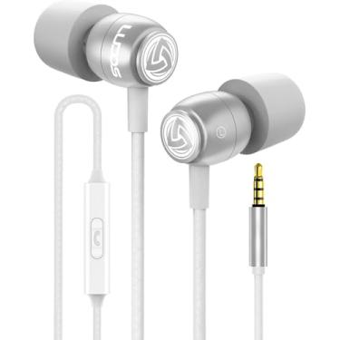 Imagem de LUDOS Fones de ouvido intra-auriculares Clamor com fio, 5 anos de garantia, fones de ouvido com microfone, fones de ouvido com isolamento de ruído, espuma de memória para iPhone, Samsung, estudantes