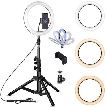 Imagem de Kit Completo Iluminador Ring Light Youtuber 10 26Cm + Tripé