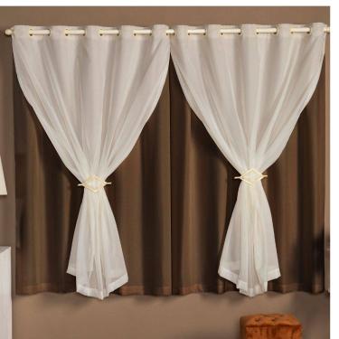 Imagem de Cortina Sala Voial com forro de Microfibra + Presilha 2.00m x 1.80m Josi