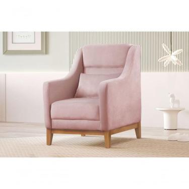 Imagem de Poltrona Encosto Alto Para Sala áquila veludo Rosa 201
