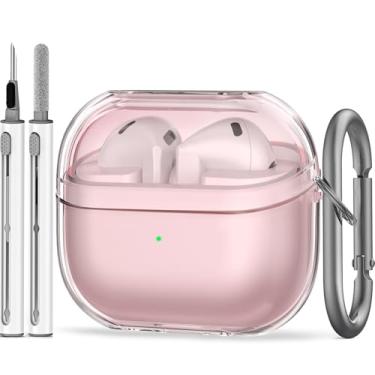 Imagem de Capa para Samsung Galaxy Buds 3/Galaxy Buds 3 Pro com kit de limpeza, capa protetora de silicone macio para Galaxy Buds 3 Pro 2024, acessórios para Galaxy Buds 3 com chaveiro (rosa claro)