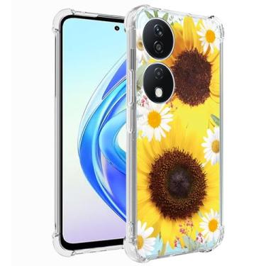 Imagem de Ueokeird Capa de telefone para Honor Play 50 Plus 5G/Honor Play 8T 5G/X7b 4G/5G/Honor 90 Smart 5G Capa para meninas e mulheres, capa protetora fina à prova de choque com estampa floral flexível TPU
